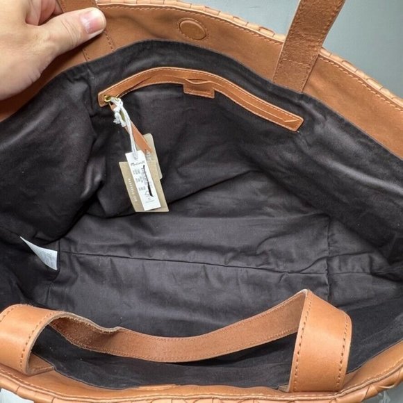 Madewell $198 Large Woven Leather Tote Desert Camel NJ252 - Picture 6 of 7